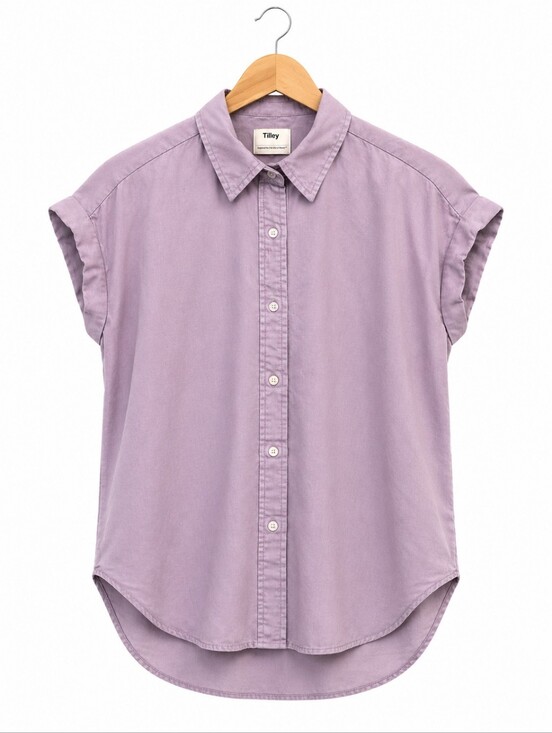 Tilley Tops - Tilley Lavender Lyocell Button Front Cap Sleeve Blouse – Size Small